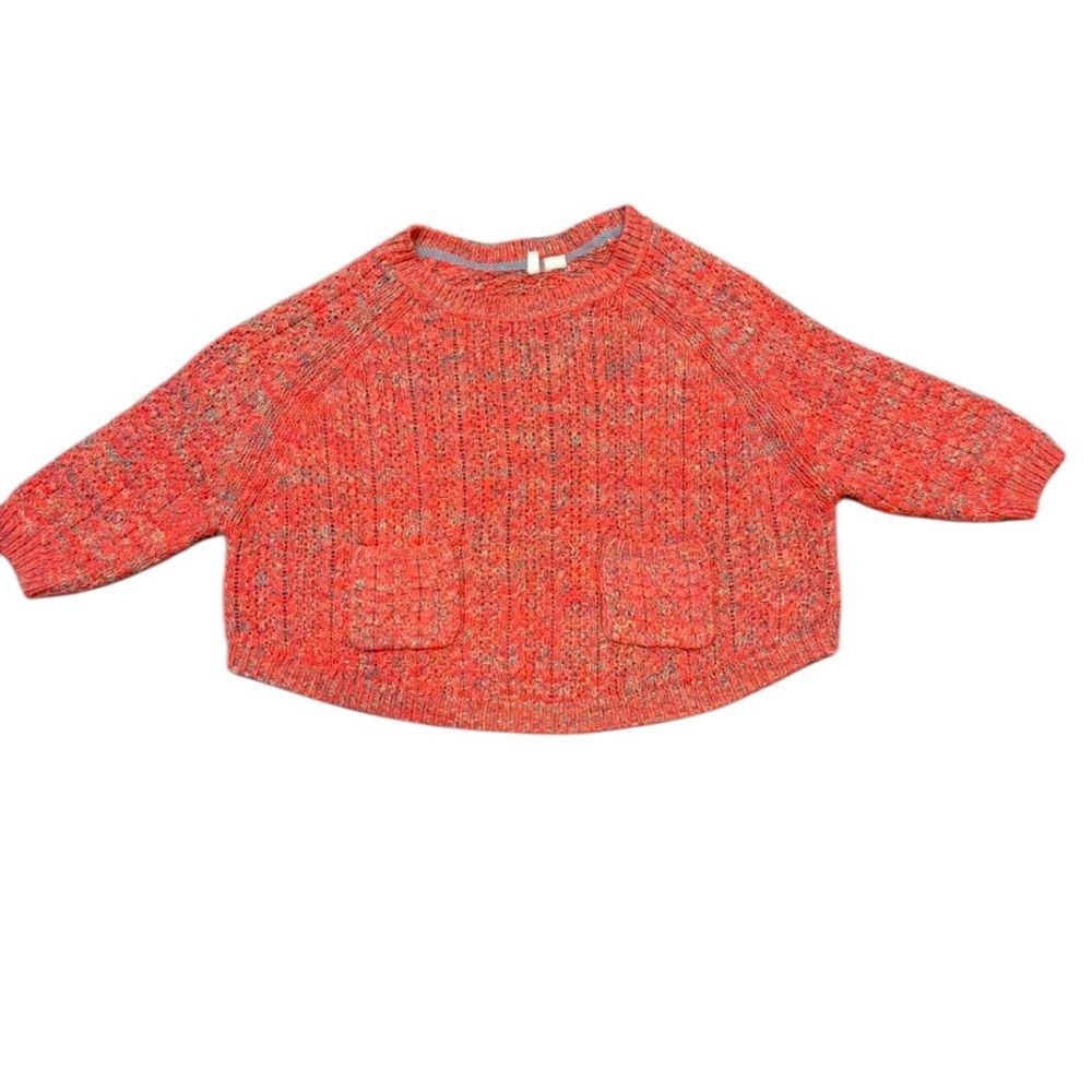 Moth Anthropologie Orange Cropped Boxy Dolman Sleeve Sweater Size M